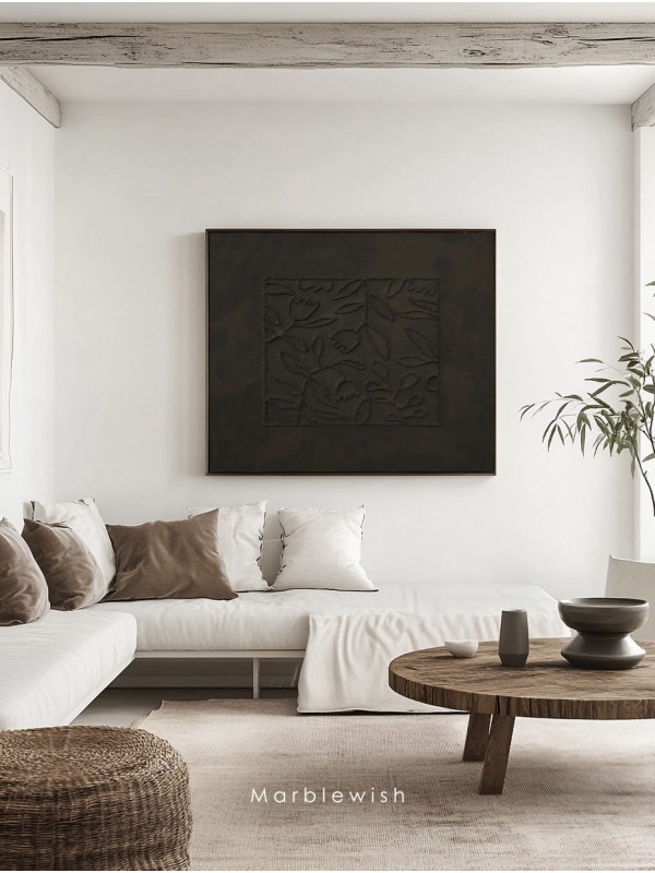 Black Botanical Relief Wall Art Black Botanical Relief Wall Art