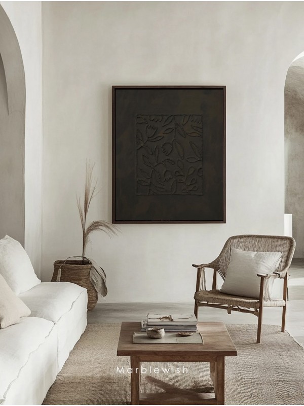 Black Botanical Relief Wall Art Black Botanical Relief Wall Art