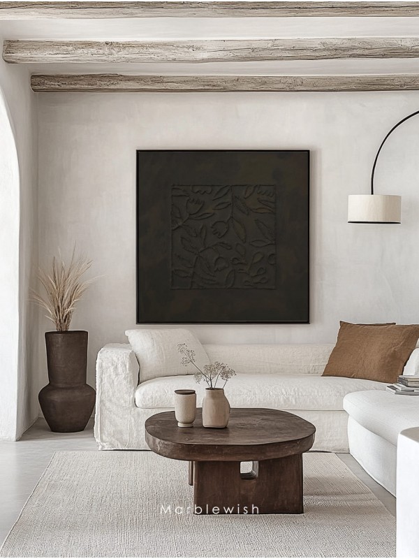 Black Botanical Relief Wall Art Black Botanical Relief Wall Art