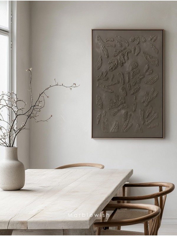 Dark Brown 3D Botanical Relief Wall Art