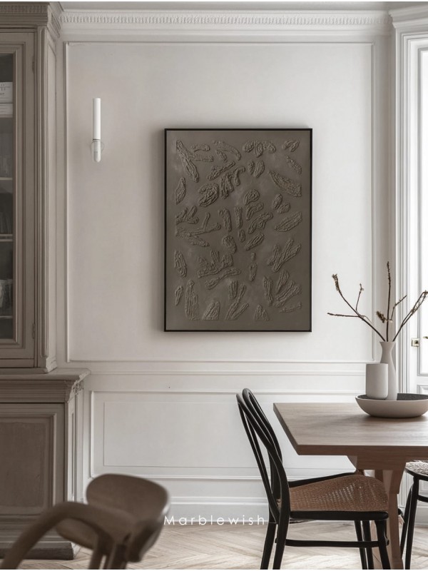 Dark Brown 3D Botanical Relief Wall Art