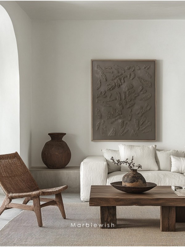 Dark Brown 3D Botanical Relief Wall Art