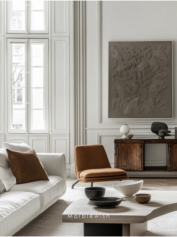 Dark Brown 3D Botanical Relief Wall Art