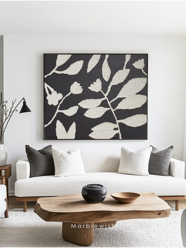 Black and Beige Floral Botanical Wall Art Black and Beige Floral Botanical Wall Art