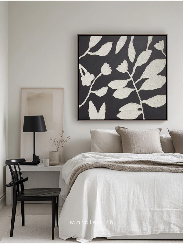Black and Beige Floral Botanical Wall Art Black and Beige Floral Botanical Wall Art