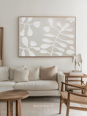 Beige and White Floral Botanical Wall Art Beige and White Floral Botanical Wall Art
