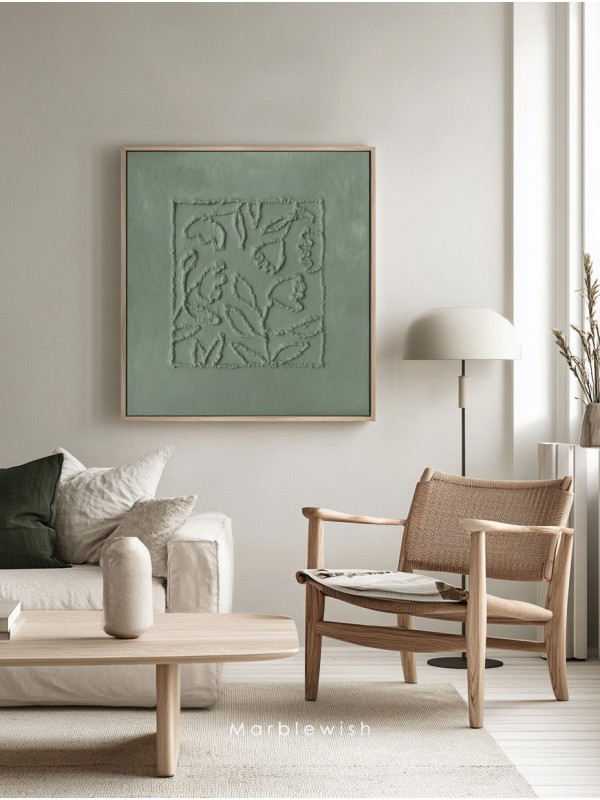 Sage Green Botanical Relief Wall Art