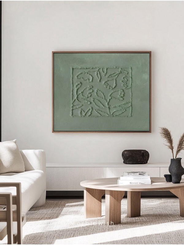 Sage Green Botanical Relief Wall Art
