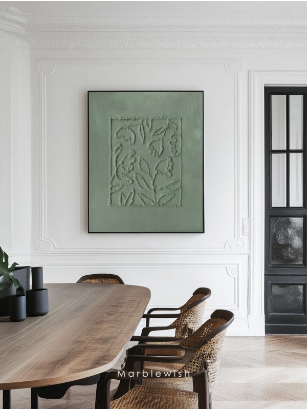 Sage Green Botanical Relief Wall Art