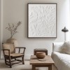 White 3D Botanical Relief Wall Art