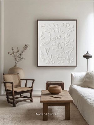 White 3D Botanical Relief Wall Art White 3D Botanical Relief Wall Art
