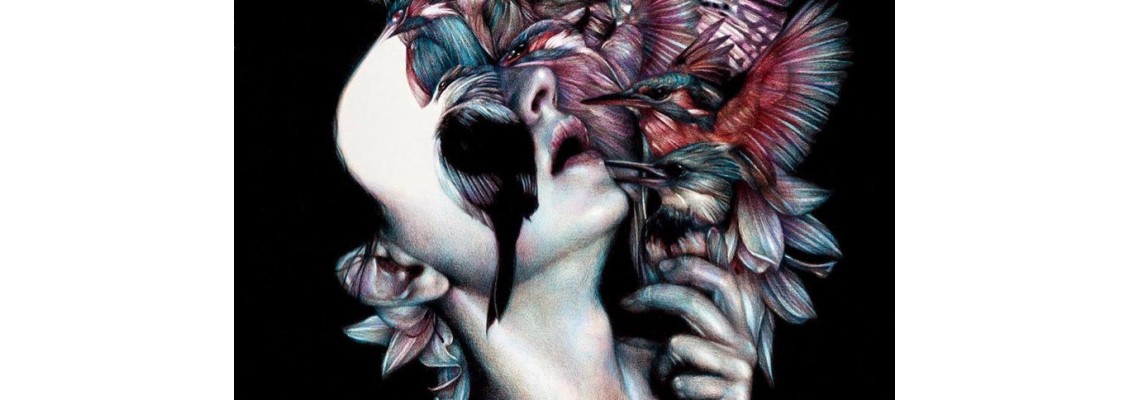 Marco mazzoni dark bizarre wind colored pencil drawing