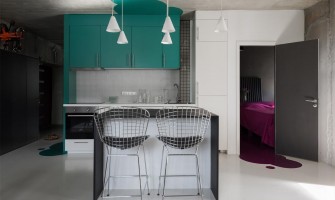 The colorful world in black space: the design of the 60 square meter Pirogovka apartment in Moscow