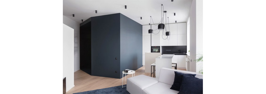 Ingenious space segmentation: Moscow irregular small apartment decoration design