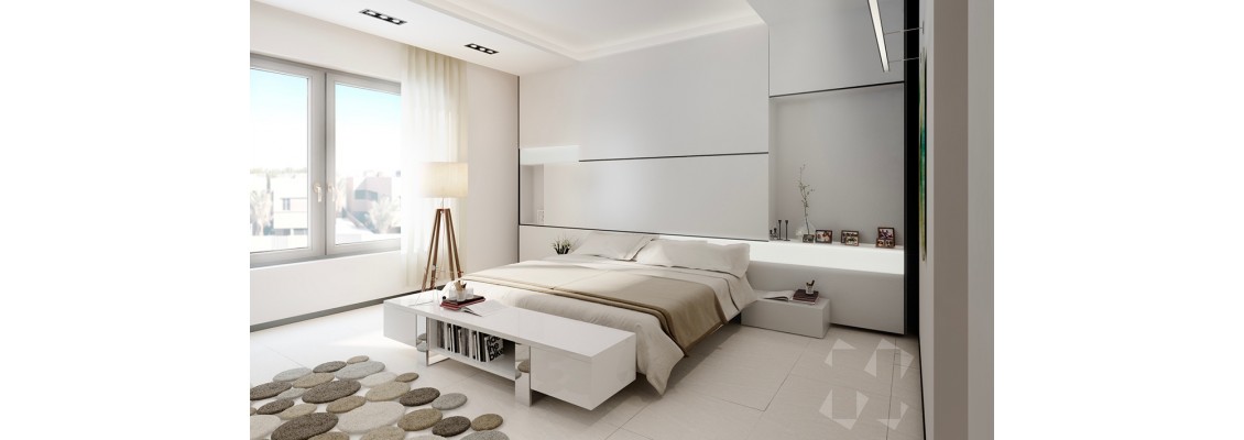 Quiet and relaxing white bedroom design