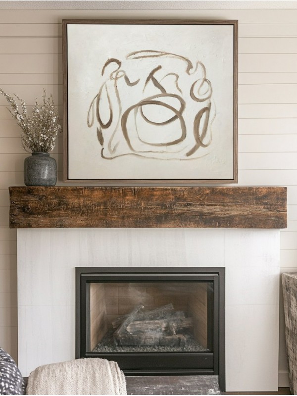 White and Brown Brushstrokes Abstract Wall Art