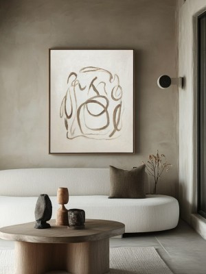 White and Brown Brushstrokes Abstract Wall Art