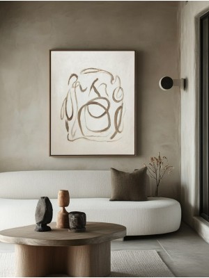White and Brown Brushstrokes Abstract Wall Art