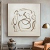 White and Brown Brushstrokes Abstract Wall Art