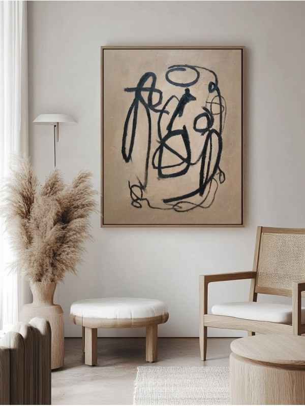 Brown and Black Brushstrokes Abstract Wall Art