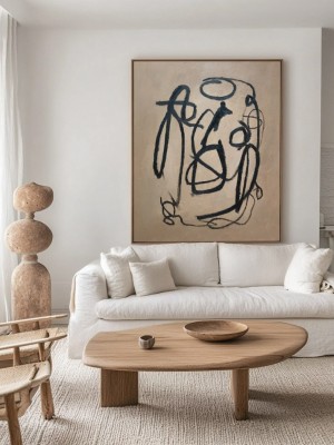 Brown and Black Brushstrokes Abstract Wall Art