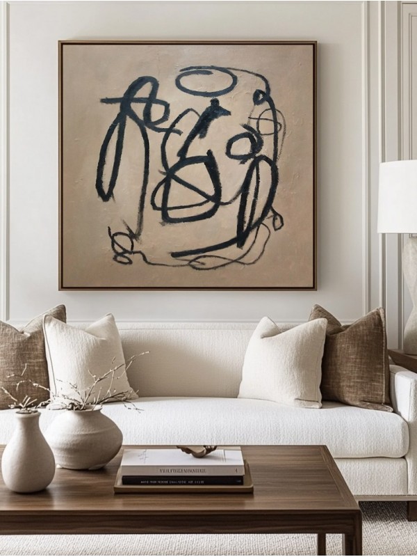 Brown and Black Brushstrokes Abstract Wall Art