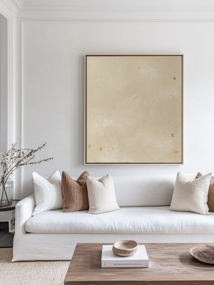 Beige Textured Cloudy Wall Art