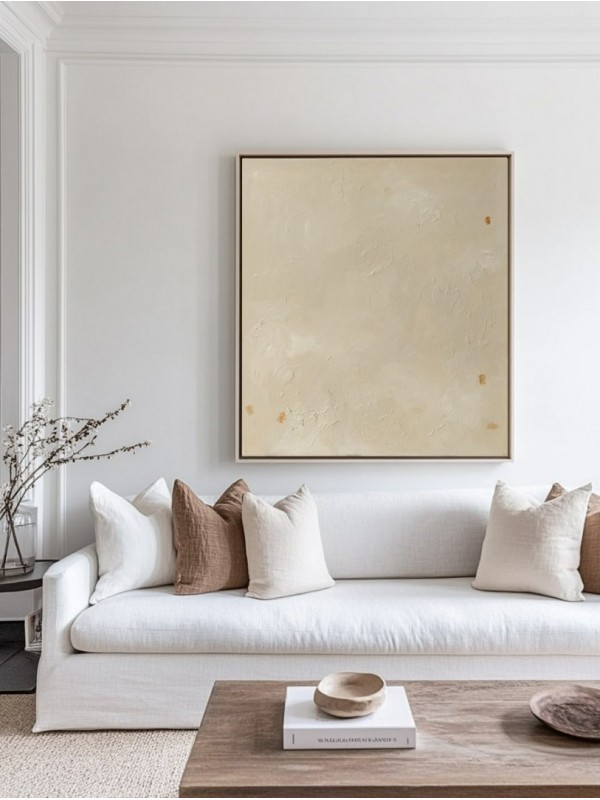 Beige Textured Cloudy Wall Art
