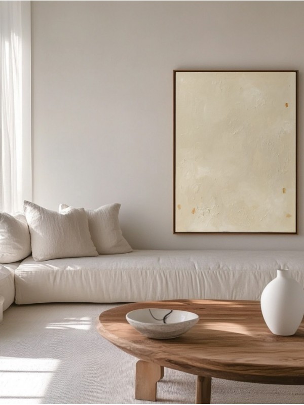 Beige Textured Cloudy Wall Art