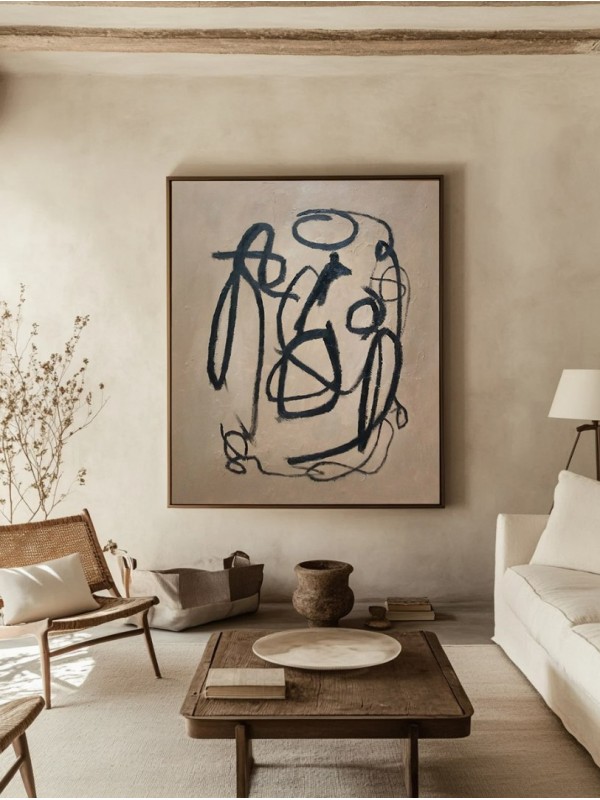 Brown and Black Brushstrokes Abstract Wall Art