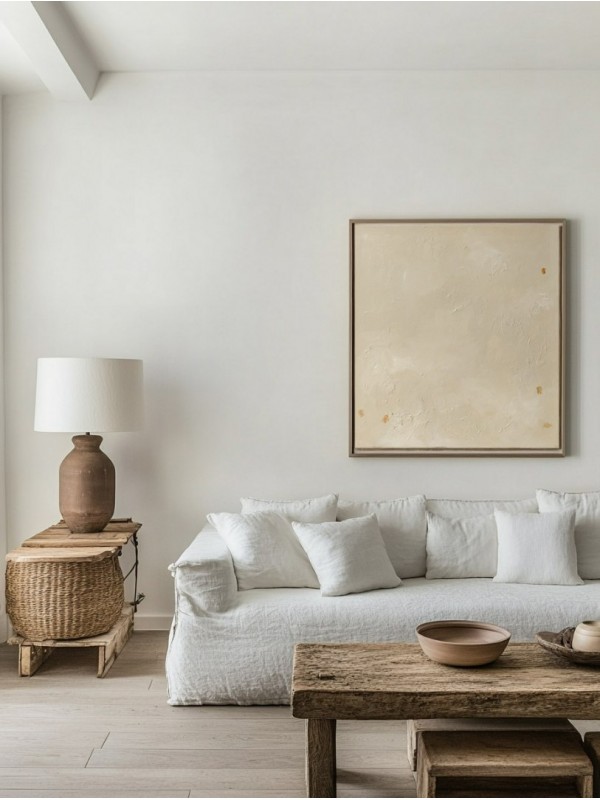 Beige Textured Cloudy Wall Art